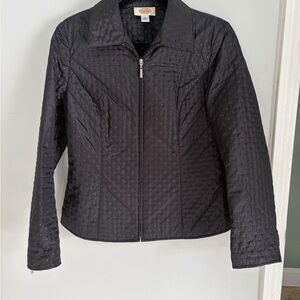 Talbots Black Quilted Polka Dot Jacket